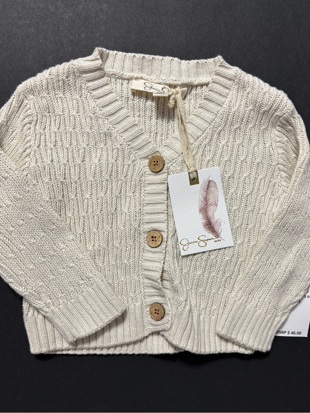 Jessica Simpson Cream Knit Baby Cardigan